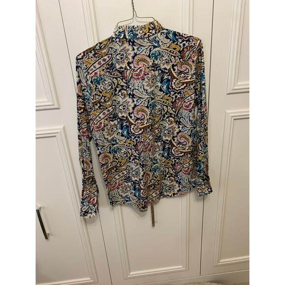 SSLR Men's Paisley Print‎ Long Sleeve Button-Up Shirt Multicolor Medium - Picture 6 of 6